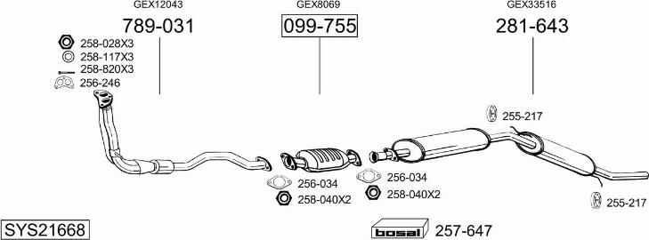 Bosal SYS21668 - Система выпуска ОГ autosila-amz.com