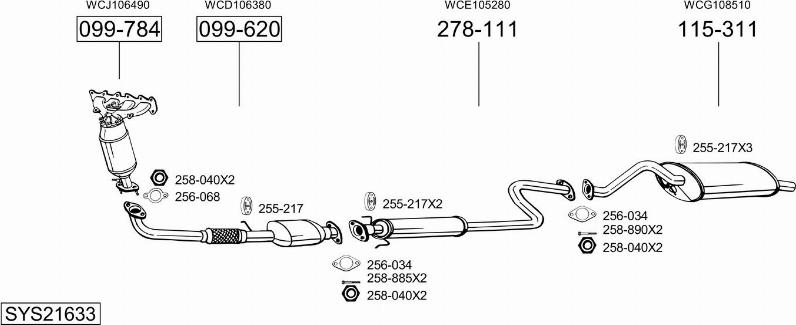 Bosal SYS21633 - Система выпуска ОГ autosila-amz.com