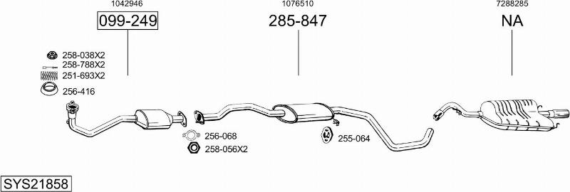 Bosal SYS21858 - Система выпуска ОГ autosila-amz.com