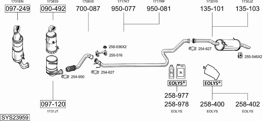 Bosal SYS23959 - Система выпуска ОГ autosila-amz.com