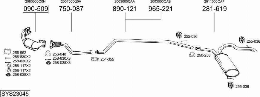 Bosal SYS23045 - Система выпуска ОГ autosila-amz.com