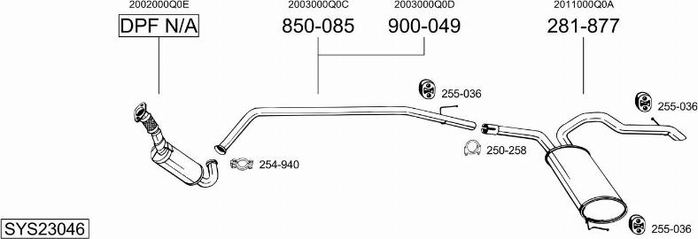 Bosal SYS23046 - Система выпуска ОГ autosila-amz.com