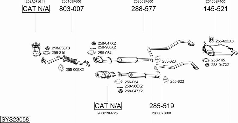 Bosal SYS23058 - Система выпуска ОГ autosila-amz.com