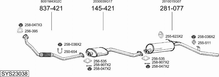 Bosal SYS23038 - Система выпуска ОГ autosila-amz.com