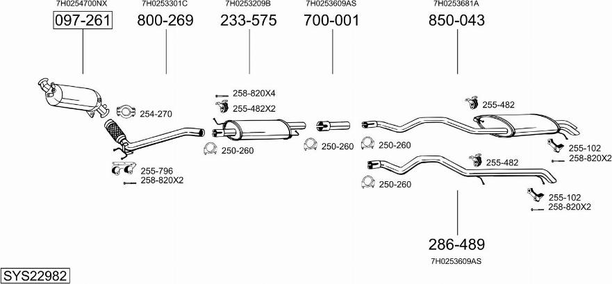 Bosal SYS22982 - Система выпуска ОГ autosila-amz.com