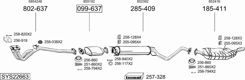 Bosal SYS22663 - Система выпуска ОГ autosila-amz.com