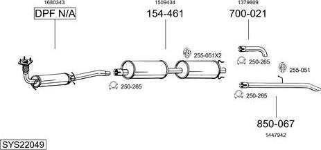 Bosal SYS22049 - Система выпуска ОГ autosila-amz.com