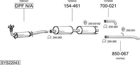 Bosal SYS22043 - Система выпуска ОГ autosila-amz.com