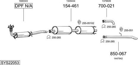 Bosal SYS22053 - Система выпуска ОГ autosila-amz.com