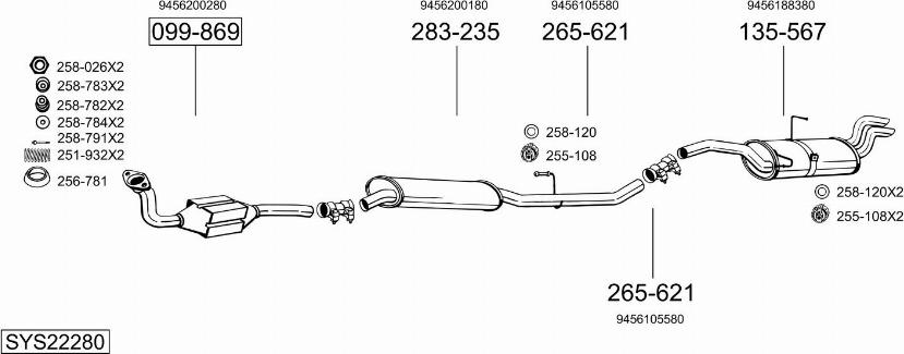 Bosal SYS22280 - Система выпуска ОГ autosila-amz.com