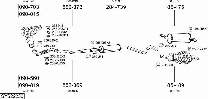 Bosal SYS22233 - Система выпуска ОГ autosila-amz.com