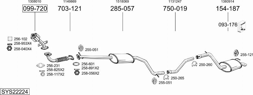 Bosal SYS22224 - Система выпуска ОГ autosila-amz.com