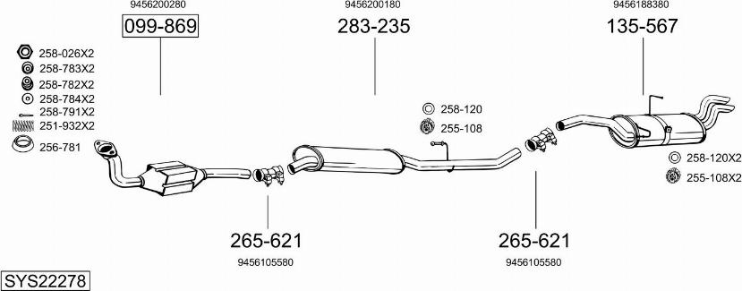 Bosal SYS22278 - Система выпуска ОГ autosila-amz.com