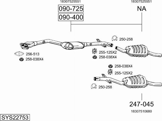 Bosal SYS22753 - Система выпуска ОГ autosila-amz.com