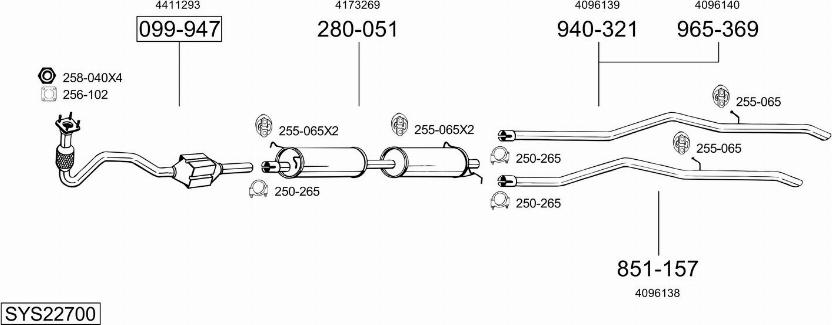 Bosal SYS22700 - Система выпуска ОГ autosila-amz.com