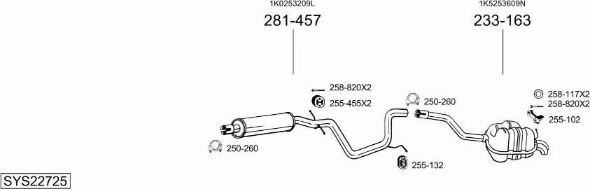 Bosal SYS22725 - Система выпуска ОГ autosila-amz.com