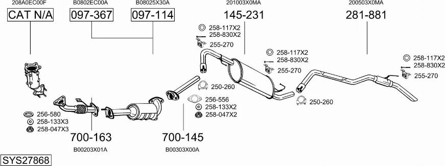 Bosal SYS27868 - Система выпуска ОГ autosila-amz.com