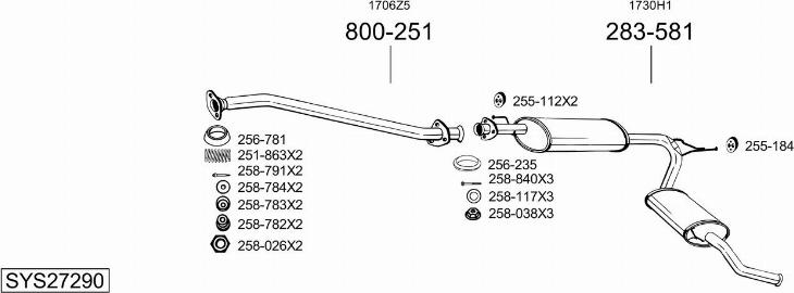 Bosal SYS27290 - Система выпуска ОГ autosila-amz.com