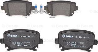 BOSCH 0 986 494 595 - 0 986 494 59 колодки дисковые задние!\ VW Tiguan 1.4TSi/2.0TDi/2.0TFSi 07> autosila-amz.com