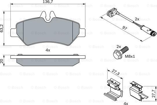 BOSCH 0 986 494 601 - Тормозные колодки, дисковые, комплект autosila-amz.com