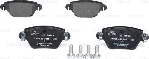 BOSCH 0 986 494 046 - Тормозные колодки, дисковые, комплект autosila-amz.com