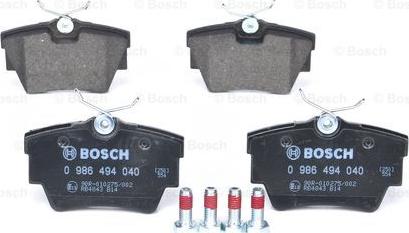 BOSCH 0 986 494 040 - Тормозные колодки, дисковые, комплект autosila-amz.com