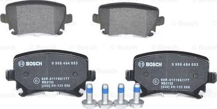 BOSCH 0 986 494 053 - 0 986 494 053 1031 00 !колодки дисковые з.\ Audi A3 диск 16 03>, VW Touran диск 15 03> autosila-amz.com