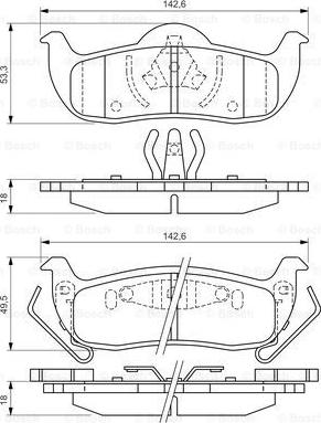 BOSCH 0 986 494 142 - Тормозные колодки зад. Jeep Grand Cherokee III 3.0 CRD 4.7 V8 5.7 V8 05- autosila-amz.com