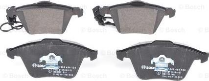 BOSCH 0 986 494 104 - 0 986 494 104 FDB1827=964 12 !колодки дисковые п.\ Audi A6 2.0TFSi-3.0TDi 04> с датч. autosila-amz.com