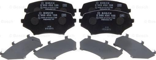 BOSCH 0 986 494 188 - Тормозные колодки, дисковые, комплект autosila-amz.com