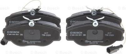 BOSCH 0 986 494 851 - Тормозные колодки, дисковые, комплект autosila-amz.com