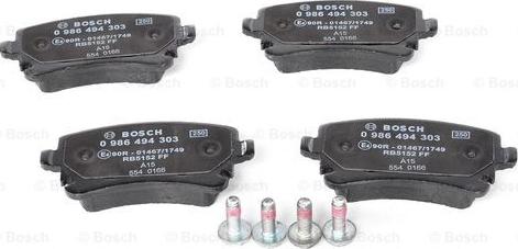 BOSCH 0 986 494 303 - Колодки тормозные VAG A4/A6/A8/MULTIVAN/TRANSPORTER/PHAETON 03- задн. autosila-amz.com