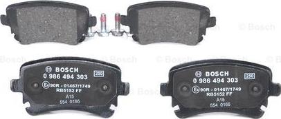 BOSCH 0 986 494 303 - Колодки тормозные VAG A4/A6/A8/MULTIVAN/TRANSPORTER/PHAETON 03- задн. autosila-amz.com