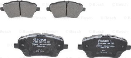 BOSCH 0 986 494 792 - Тормозные колодки, дисковые, комплект autosila-amz.com