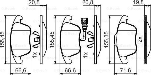 BOSCH 0 986 495 464 - Тормозные колодки, дисковые, комплект autosila-amz.com