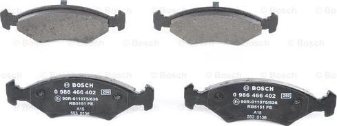 BOSCH 0 986 466 402 - 0 986 466 402 119 20=571536X !колодки дисковые п.\ Ford Escort 1.1/1.3/1.6D/Sierra 1.6-2.3D 84-86 autosila-amz.com