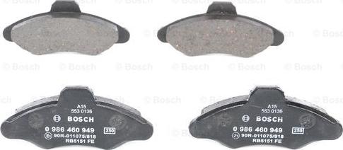 BOSCH 0 986 460 949 - Тормозные колодки, дисковые, комплект autosila-amz.com