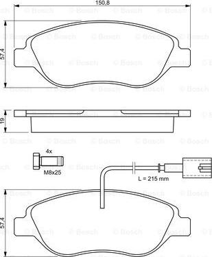 BOSCH 0 986 424 595 - Тормозные колодки, дисковые, комплект autosila-amz.com