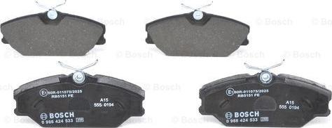 BOSCH 0 986 424 533 - Тормозные колодки, дисковые, комплект autosila-amz.com