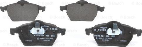 BOSCH 0 986 424 360 - Тормозные колодки, дисковые, комплект autosila-amz.com