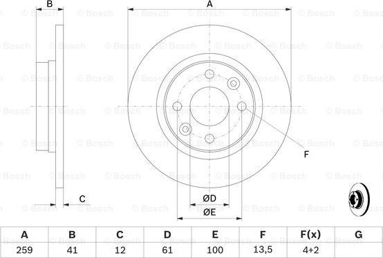 BOSCH 0 986 479 164 - Диск тормозной RENAULT LOGAN/SANDERO 04- перед.не вент. D=259 autosila-amz.com