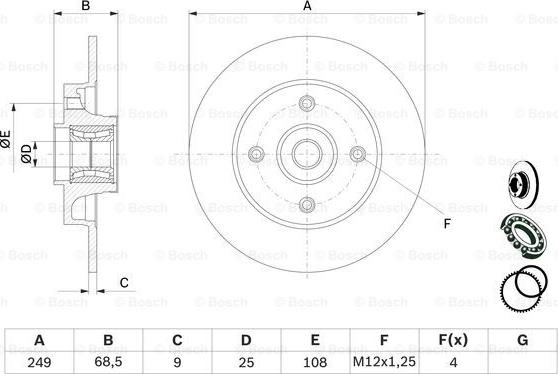 BOSCH 0 986 479 279 - 0 986 479 279 диск тормозной задний! с подш. и кольцом\ Citroen C4, Peugeot 307 1.4-2.0/2.0HDi 00> autosila-amz.com