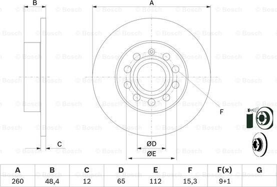 BOSCH 0 986 479 B78 - 0 986 479 B78 диск тормозной задний!\Audi A3, Seat Toledo, Skoda Octavia/Superb, VW Caddy/Golf/Jetta autosila-amz.com