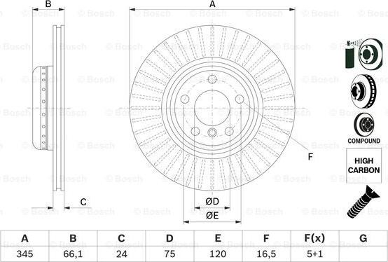 BOSCH 0 986 479 E06 - ТОРМОЗНОЙ ДИСК ЗАДНИЙ COMPOUND autosila-amz.com