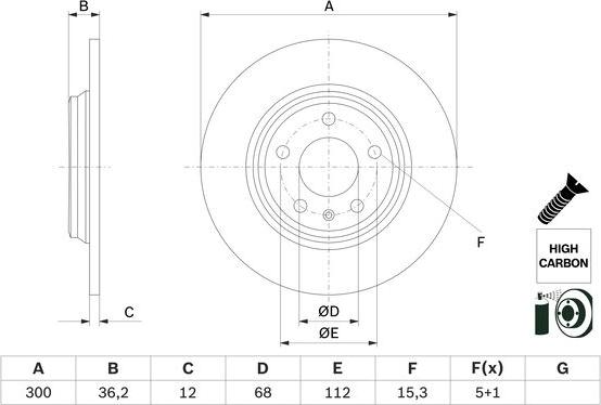 BOSCH 0 986 479 E33 - Тормозной диск autosila-amz.com