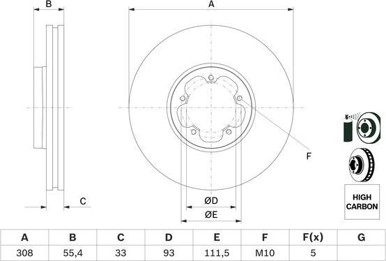 BOSCH 0 986 479 F46 - Тормозной диск autosila-amz.com