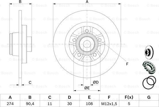 BOSCH 0 986 479 F30 - Тормозной диск autosila-amz.com