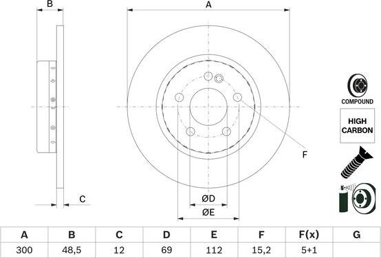 BOSCH 0 986 479 H49 - Тормозной диск autosila-amz.com