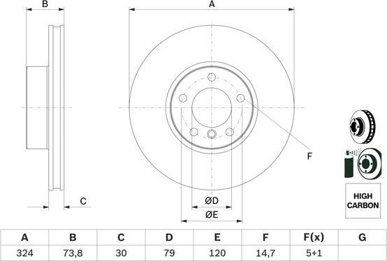 BOSCH 0 986 478 024 - Тормозной диск autosila-amz.com