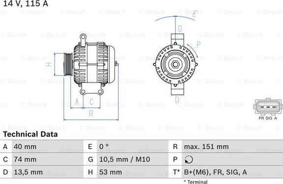 BOSCH 0 986 049 460 - Генератор autosila-amz.com